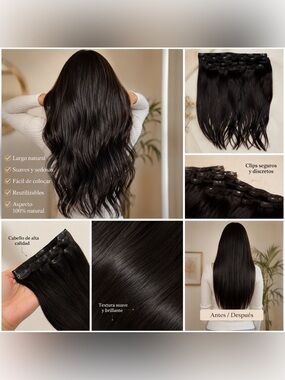 Premium Black Clip-In Human Hair Extensions - Sleek Natural Black